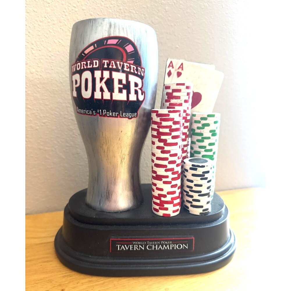 World Tavern Poker Trophy Display Cards & Chips For America's #1 Champion